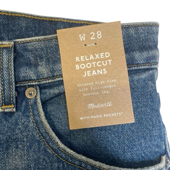 Madewell Relaxed Bootcut Jeans 29 Tall Blue Distressed High Rise Western Grunge - Picture 3 of 14